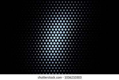 Dark BLUE vector modern geometrical circle abstract background. Dotted texture template. Geometric pattern in halftone style with gradient. 
