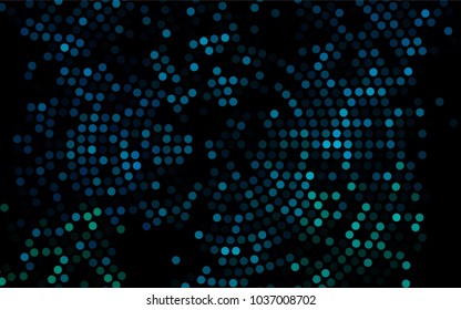 Dark BLUE vector modern geometrical circle abstract background. Dotted texture template. Geometric pattern in halftone style with gradient. 