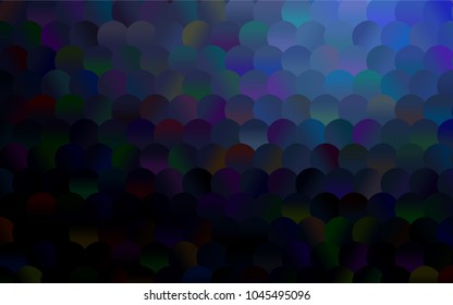 Dark BLUE vector modern geometrical circle abstract background. Dotted texture template. Geometric pattern in halftone style with gradient. 