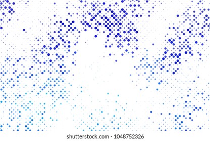 Dark BLUE vector modern geometrical circle abstract background. Dotted texture template. Geometric pattern in halftone style with gradient. 