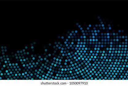 Dark BLUE vector modern geometrical circle abstract background. Dotted texture template. Geometric pattern in halftone style with gradient. 