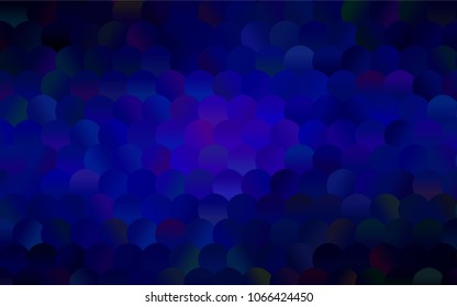 Dark BLUE vector modern geometrical circle abstract background. Dotted texture template. Geometric pattern in halftone style with gradient. 