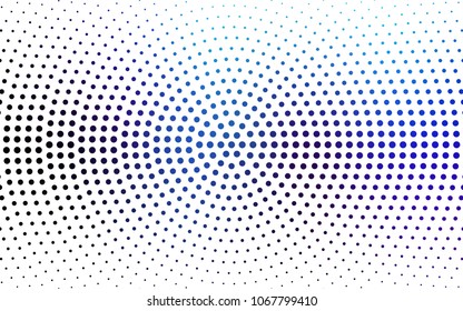 DARK BLUE vector modern geometrical circle abstract background. Dotted texture template. Geometric pattern in halftone style with gradient. 