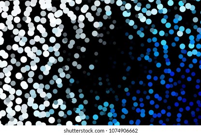 Dark BLUE vector modern geometrical circle abstract background. Dotted texture template. Geometric pattern in halftone style with gradient. 