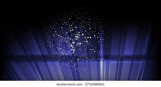 Fondo abstracto geométrico moderno del círculo del Vector AZUL oscuro. Plantilla de textura punteada. Patrón geométrico en estilo semitono con gradiente. 