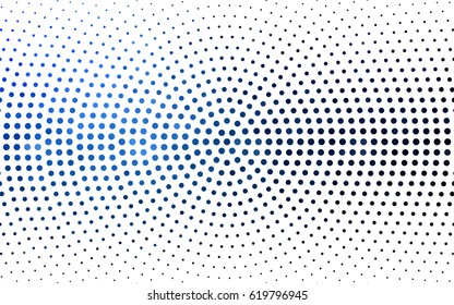 DARK BLUE vector modern geometrical circle abstract background. Dotted texture template. Geometric pattern in halftone style with gradient. 