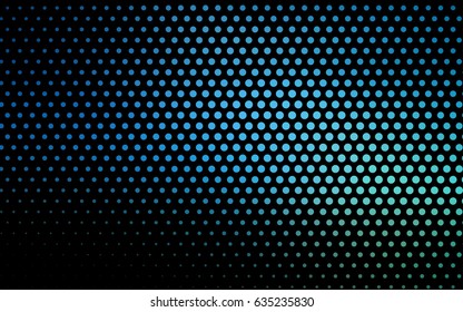 Dark BLUE vector modern geometrical circle abstract background. Dotted texture template. Geometric pattern in halftone style with gradient. 