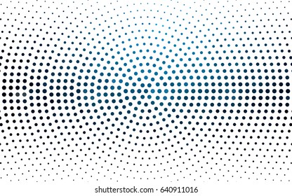 DARK BLUE vector modern geometrical circle abstract background. Dotted texture template. Geometric pattern in halftone style with gradient. 