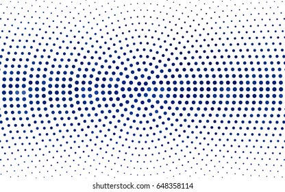 DARK BLUE vector modern geometrical circle abstract background. Dotted texture template. Geometric pattern in halftone style with gradient. 
