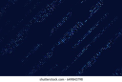 Dark BLUE vector modern geometrical circle abstract background. Dotted texture template. Geometric pattern in halftone style with gradient. 