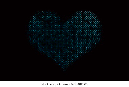 Dark BLUE vector modern geometrical circle abstract background. Dotted texture template. Geometric pattern in halftone style with gradient. 