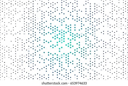 Dark BLUE vector modern geometrical circle abstract background. Dotted texture template. Geometric pattern in halftone style with gradient. 