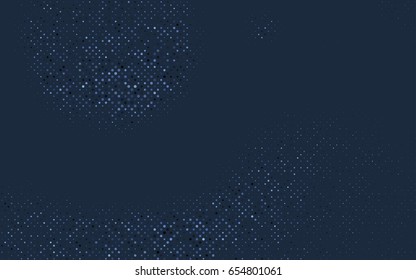 Dark BLUE vector modern geometrical circle abstract background. Dotted texture template. Geometric pattern in halftone style with gradient. 