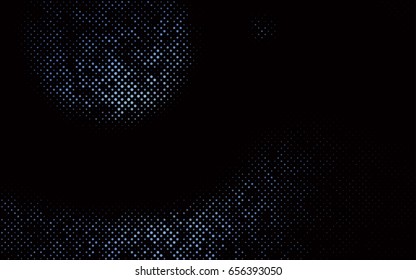 Dark BLUE vector modern geometrical circle abstract background. Dotted texture template. Geometric pattern in halftone style with gradient. 
