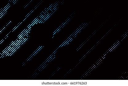 Dark BLUE vector modern geometrical circle abstract background. Dotted texture template. Geometric pattern in halftone style with gradient. 
