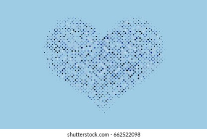 Dark BLUE vector modern geometrical circle abstract background. Dotted texture template. Geometric pattern in halftone style with gradient. 