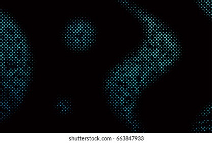 Dark BLUE vector modern geometrical circle abstract background. Dotted texture template. Geometric pattern in halftone style with gradient. 