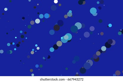 Dark BLUE vector modern geometrical circle abstract background. Dotted texture template. Geometric pattern in halftone style with gradient. 