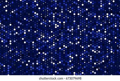 Dark BLUE vector modern geometrical circle abstract background. Dotted texture template. Geometric pattern in halftone style with gradient. 