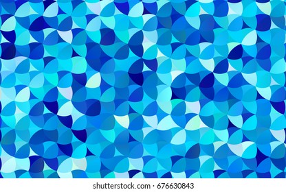 Dark BLUE vector modern geometrical circle abstract background. Dotted texture template. Geometric pattern in halftone style with gradient. 