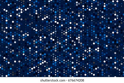 Dark BLUE vector modern geometrical circle abstract background. Dotted texture template. Geometric pattern in halftone style with gradient. 
