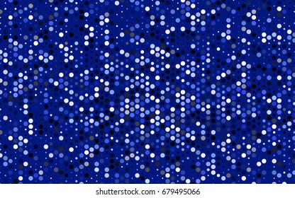Dark BLUE vector modern geometrical circle abstract background. Dotted texture template. Geometric pattern in halftone style with gradient. 