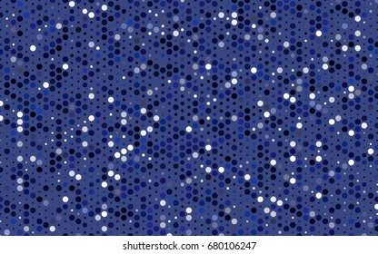 Dark BLUE vector modern geometrical circle abstract background. Dotted texture template. Geometric pattern in halftone style with gradient. 