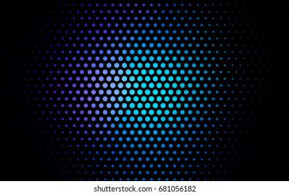 Dark BLUE vector modern geometrical circle abstract background. Dotted texture template. Geometric pattern in halftone style with gradient. 