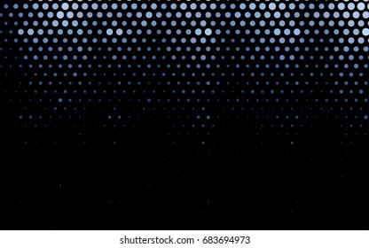 Dark BLUE vector modern geometrical circle abstract background. Dotted texture template. Geometric pattern in halftone style with gradient. 