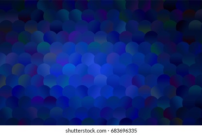 Dark BLUE vector modern geometrical circle abstract background. Dotted texture template. Geometric pattern in halftone style with gradient. 