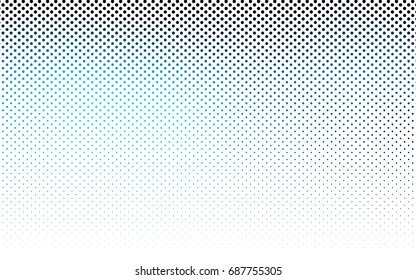 Dark BLUE vector modern geometrical circle abstract background. Dotted texture template. Geometric pattern in halftone style with gradient. 