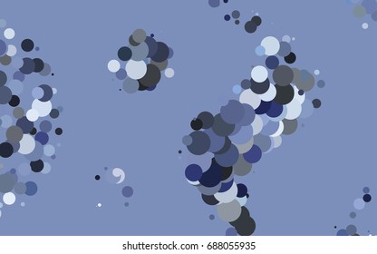 Dark BLUE vector modern geometrical circle abstract background. Dotted texture template. Geometric pattern in halftone style with gradient. 