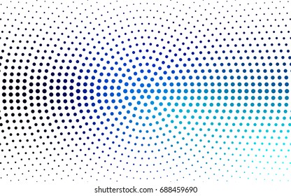DARK BLUE vector modern geometrical circle abstract background. Dotted texture template. Geometric pattern in halftone style with gradient. 