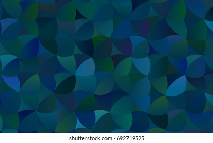 Dark BLUE vector modern geometrical circle abstract background. Dotted texture template. Geometric pattern in halftone style with gradient. 