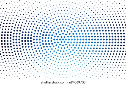 DARK BLUE vector modern geometrical circle abstract background. Dotted texture template. Geometric pattern in halftone style with gradient. 