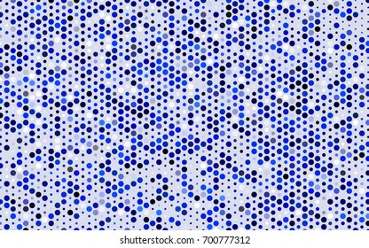 Dark BLUE vector modern geometrical circle abstract background. Dotted texture template. Geometric pattern in halftone style with gradient. 