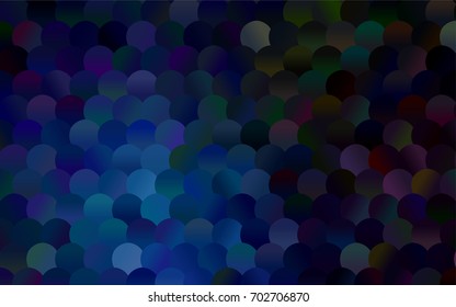 Dark BLUE vector modern geometrical circle abstract background. Dotted texture template. Geometric pattern in halftone style with gradient. 