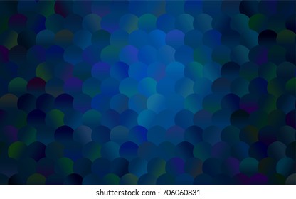 Dark BLUE vector modern geometrical circle abstract background. Dotted texture template. Geometric pattern in halftone style with gradient. 
