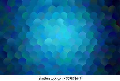 Dark BLUE vector modern geometrical circle abstract background. Dotted texture template. Geometric pattern in halftone style with gradient. 