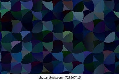 Dark BLUE vector modern geometrical circle abstract background. Dotted texture template. Geometric pattern in halftone style with gradient. 