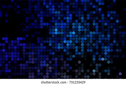 Dark BLUE vector modern geometrical circle abstract background. Dotted texture template. Geometric pattern in halftone style with gradient. 