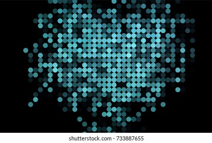 Dark BLUE vector modern geometrical circle abstract background. Dotted texture template. Geometric pattern in halftone style with gradient. 