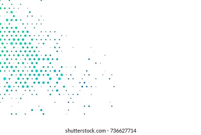 Dark BLUE vector modern geometrical circle abstract background. Dotted texture template. Geometric pattern in halftone style with gradient. 