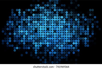 Dark BLUE vector modern geometrical circle abstract background. Dotted texture template. Geometric pattern in halftone style with gradient. 
