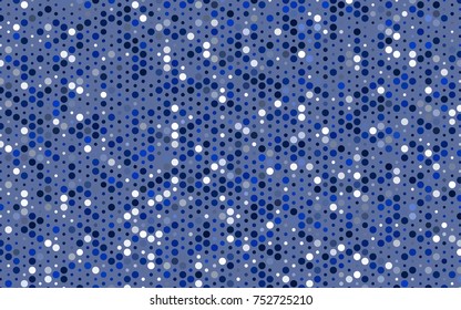Dark BLUE vector modern geometrical circle abstract background. Dotted texture template. Geometric pattern in halftone style with gradient. 