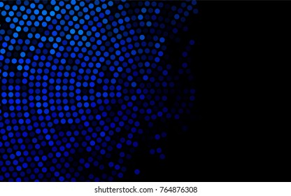 Dark BLUE vector modern geometrical circle abstract background. Dotted texture template. Geometric pattern in halftone style with gradient. 