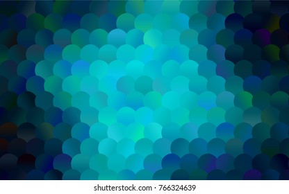 Dark BLUE vector modern geometrical circle abstract background. Dotted texture template. Geometric pattern in halftone style with gradient. 