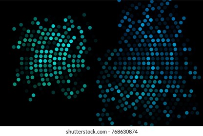 Dark BLUE vector modern geometrical circle abstract background. Dotted texture template. Geometric pattern in halftone style with gradient. 