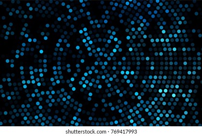 Dark BLUE vector modern geometrical circle abstract background. Dotted texture template. Geometric pattern in halftone style with gradient. 