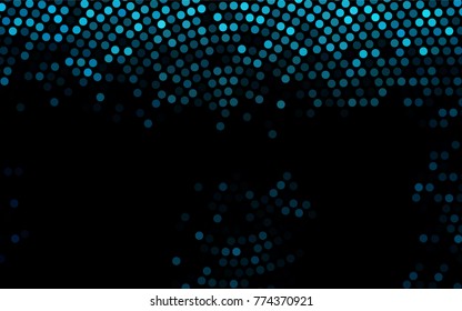 Dark BLUE vector modern geometrical circle abstract background. Dotted texture template. Geometric pattern in halftone style with gradient. 